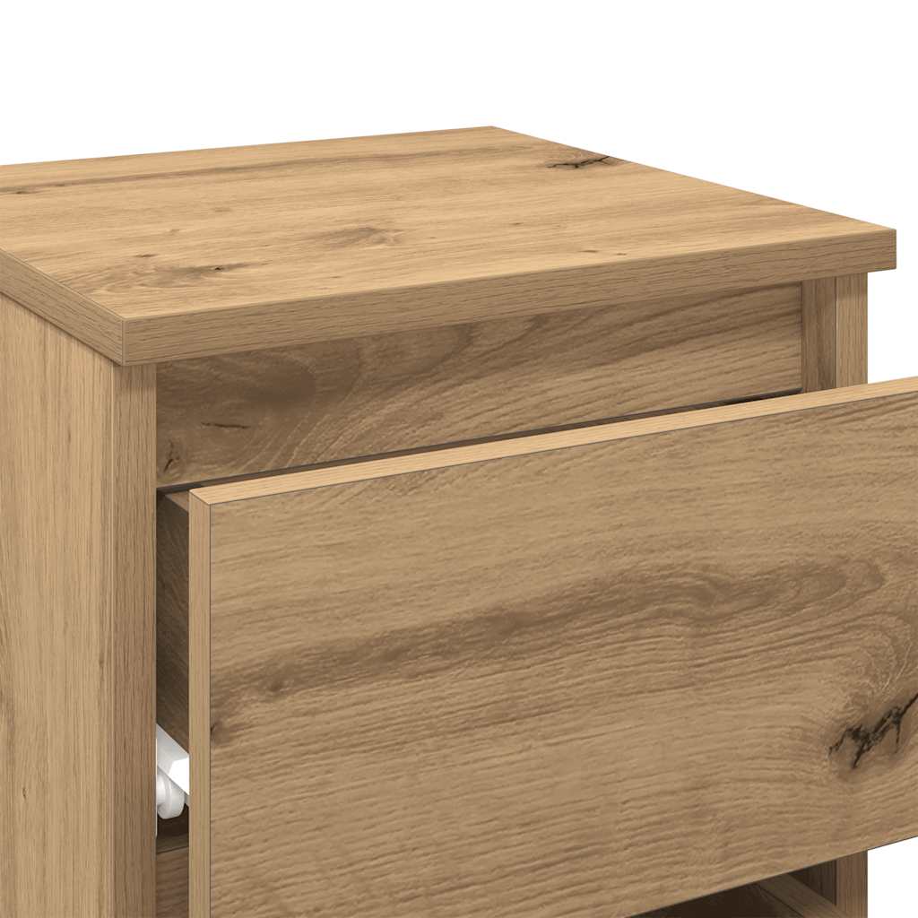 Nachtkastjes 2 st 30x30x40cm bewerkt hout artisanaal eikenkleur