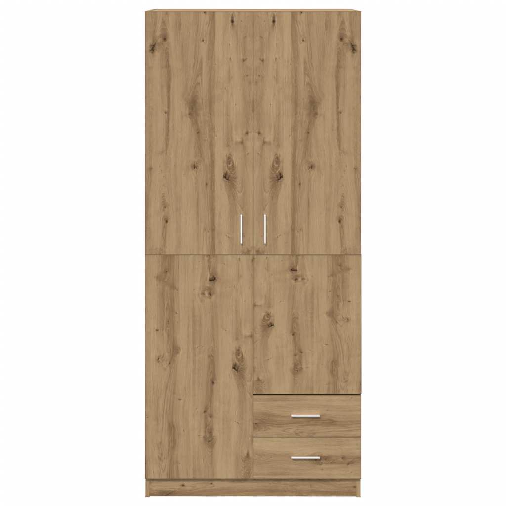 Kledingkast 80x52x180 cm bewerkt hout artisanaal eikenkleurig
