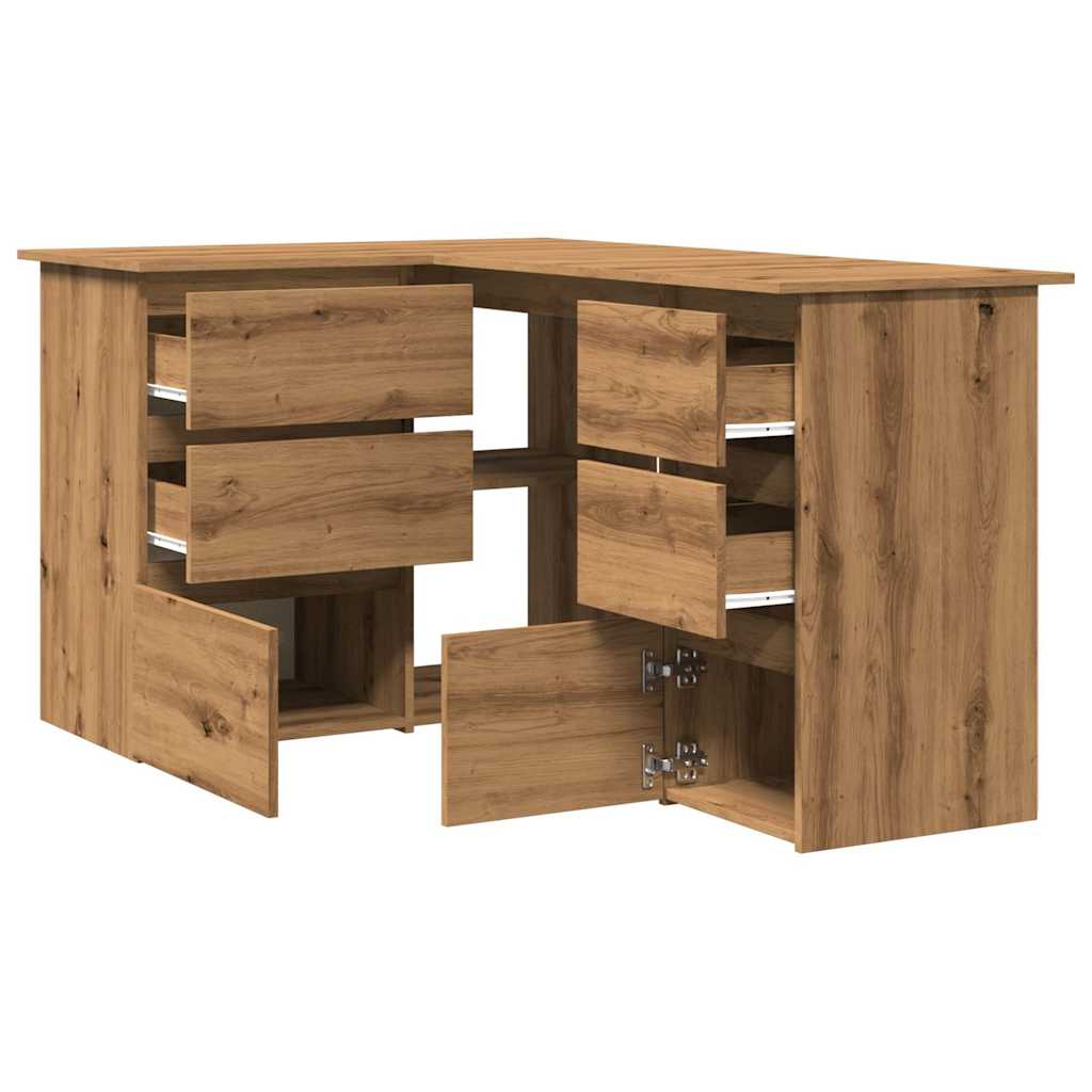 Hoekbureau 145x100x76 cm bewerkt hout ambachtelijk eikenkleur