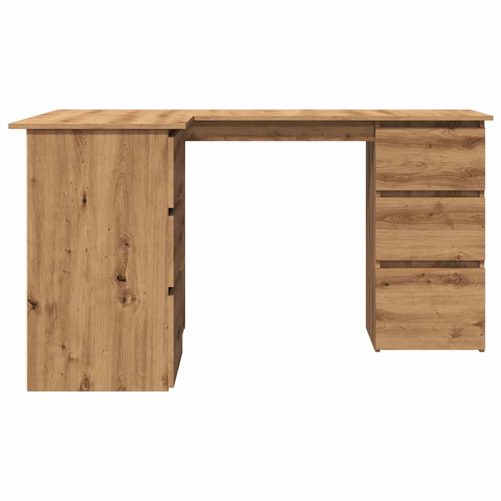 Hoekbureau 145x100x76 cm bewerkt hout ambachtelijk eikenkleur