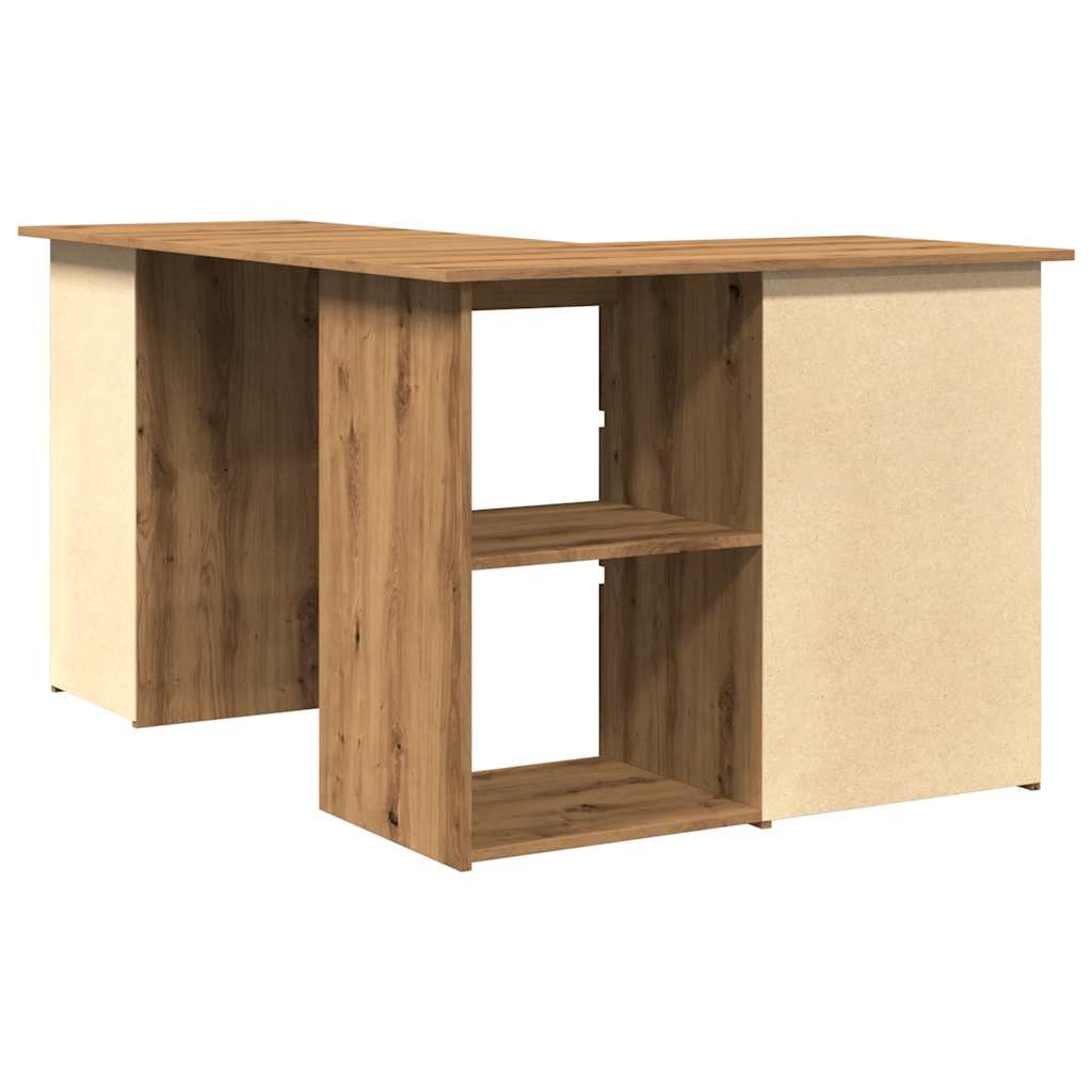 Hoekbureau 145x100x76 cm bewerkt hout ambachtelijk eikenkleur