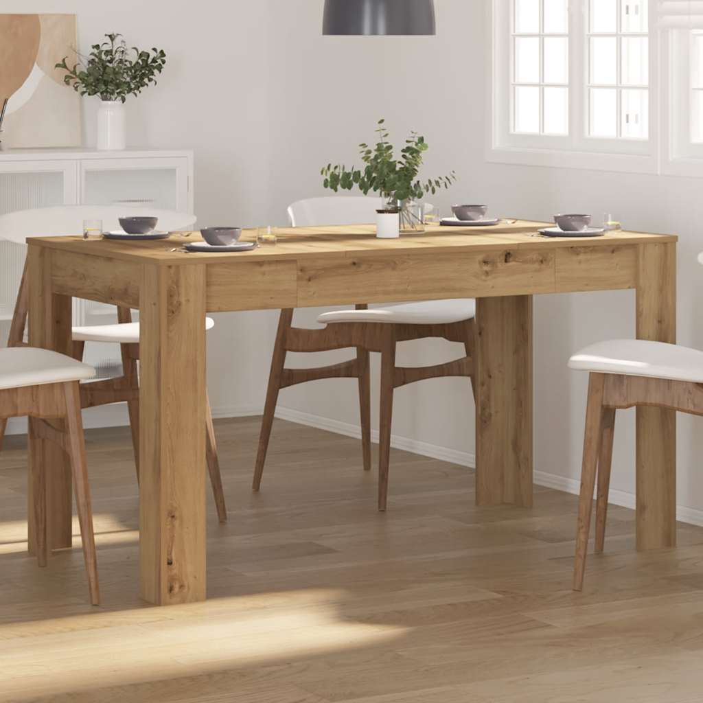 Eettafel 140x74,5x76 cm bewerkt hout artisanaal eikenkleurig