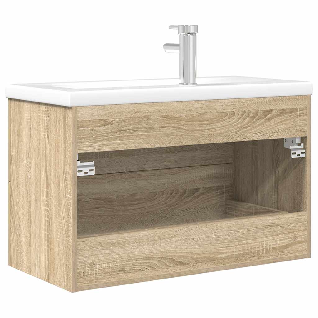 2-delige Badkamermeubelset bewerkt hout sonoma eikenkleurig