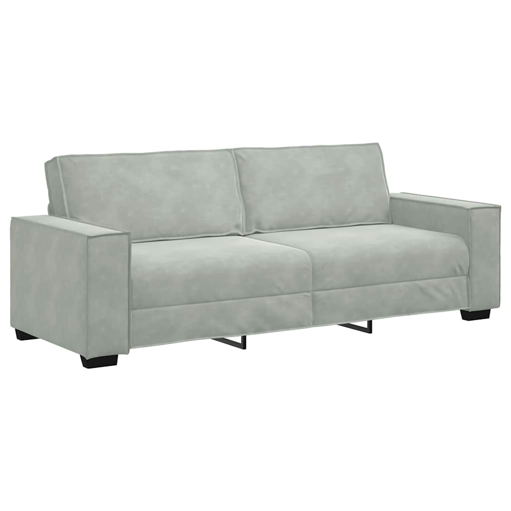 Driezitsbank 180 cm fluweel lichtgrijs