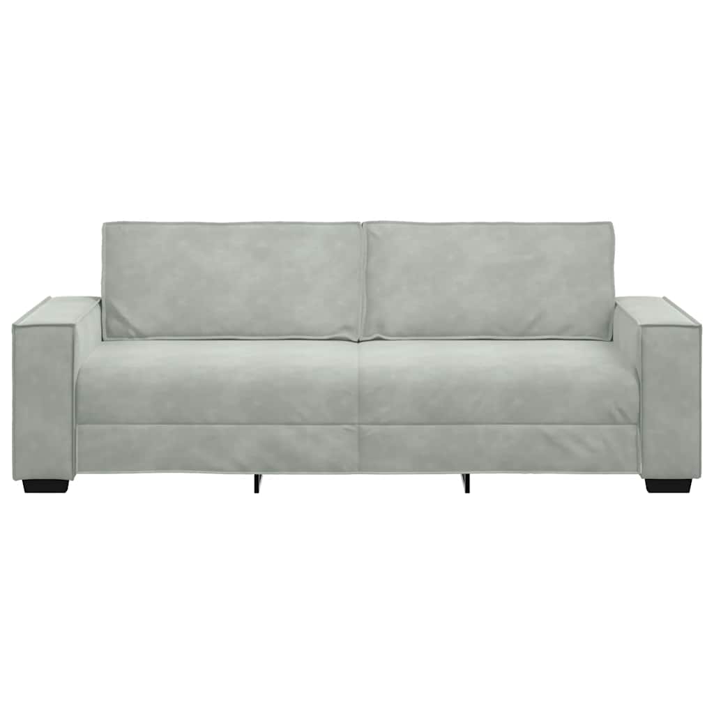 Driezitsbank 180 cm fluweel lichtgrijs