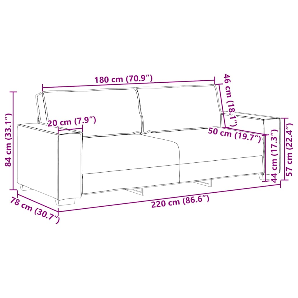 Driezitsbank 180 cm fluweel donkergrijs