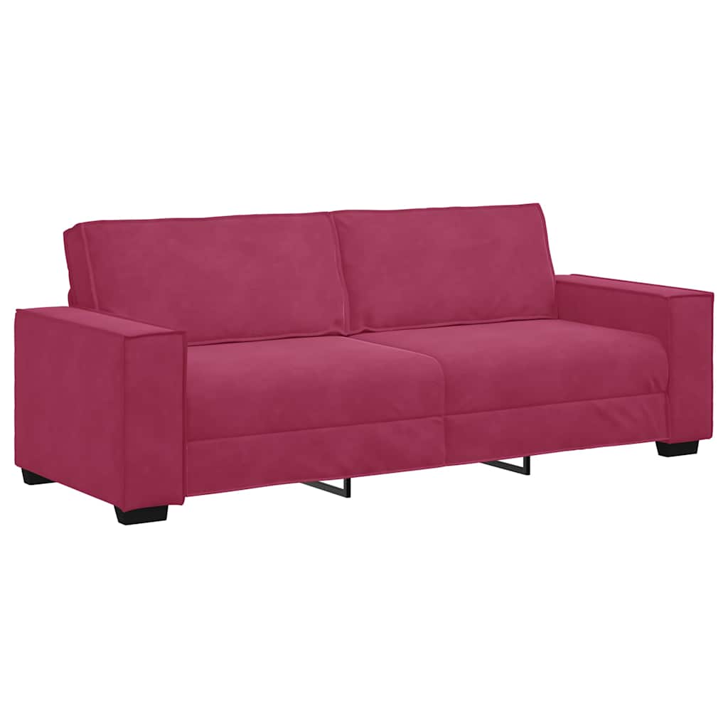 Driezitsbank 180 cm fluweel wijnrood
