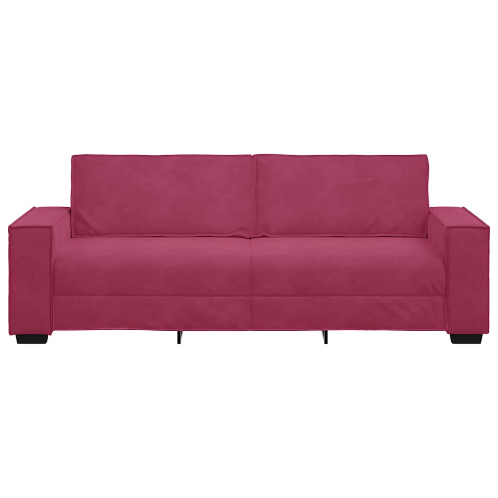 Driezitsbank 180 cm fluweel wijnrood