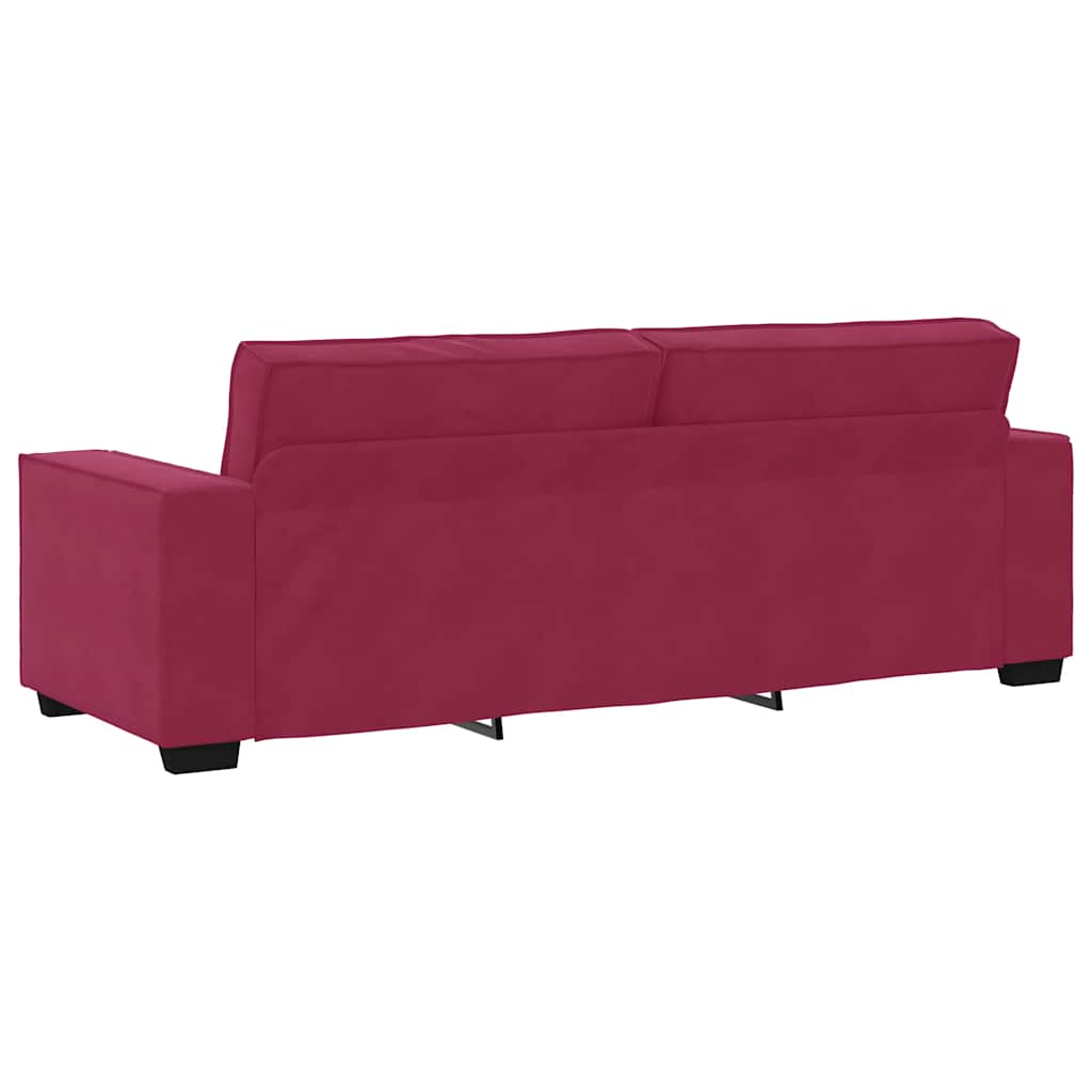 Driezitsbank 180 cm fluweel wijnrood