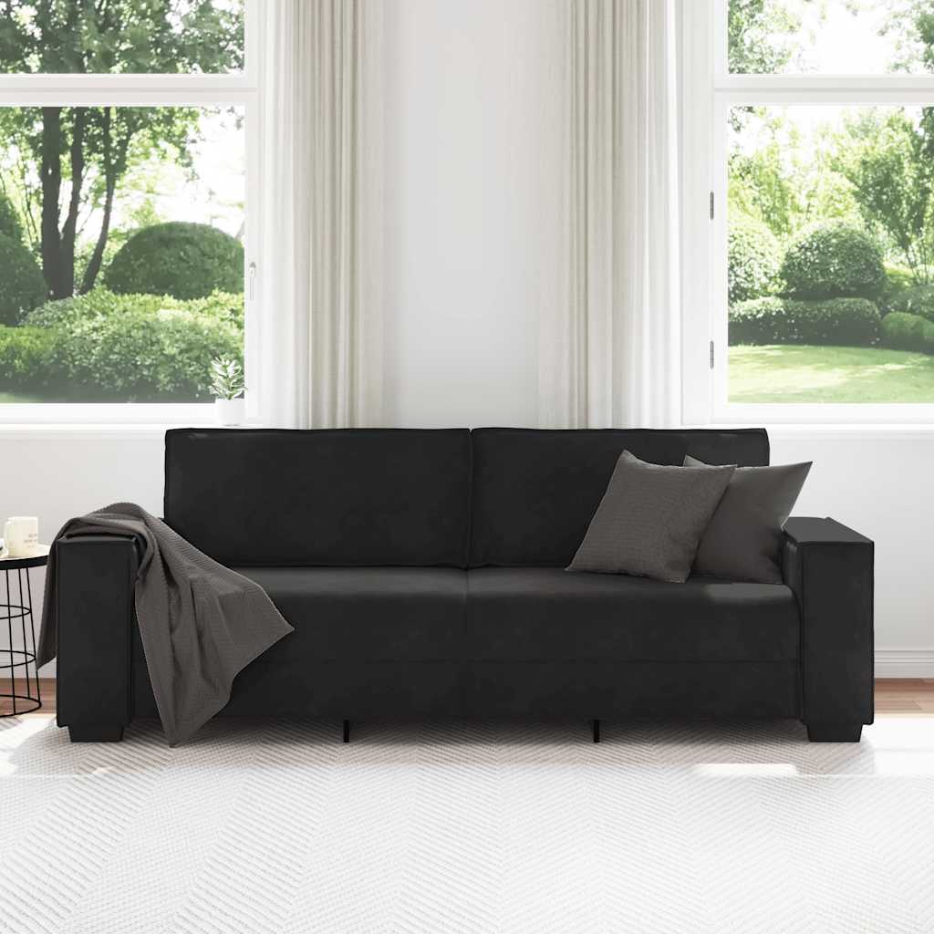 Driezitsbank 180 cm fluweel zwart