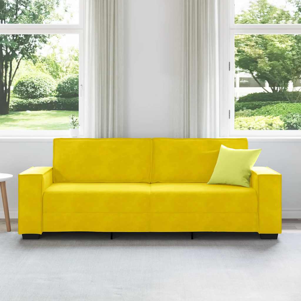Driezitsbank 180 cm fluweel geel