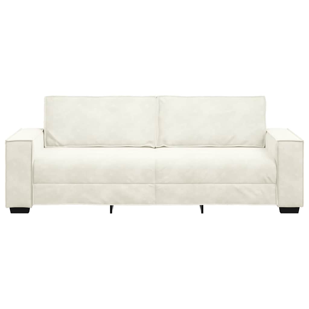Driezitsbank 180 cm fluweel crèmekleurig