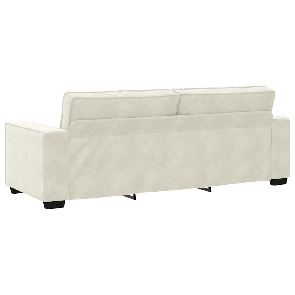 Driezitsbank 180 cm fluweel crèmekleurig