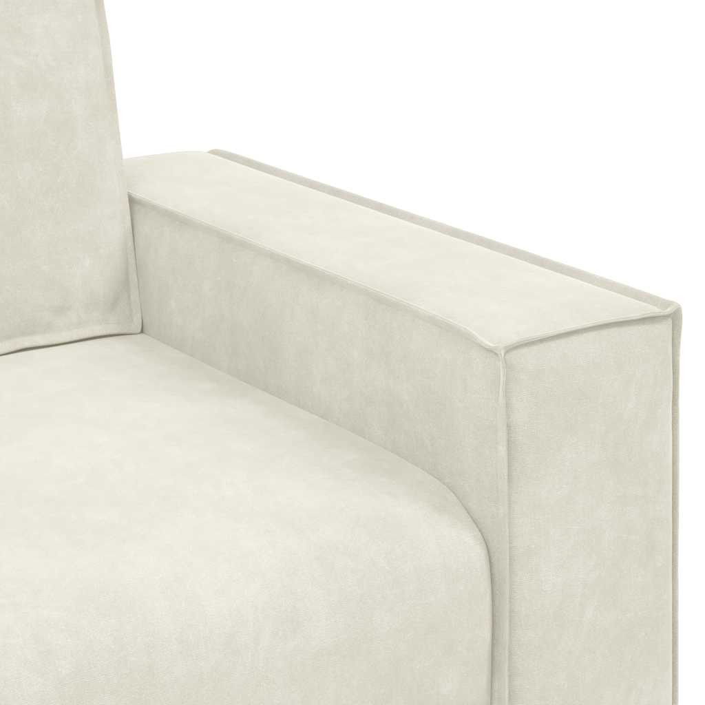 Driezitsbank 180 cm fluweel crèmekleurig