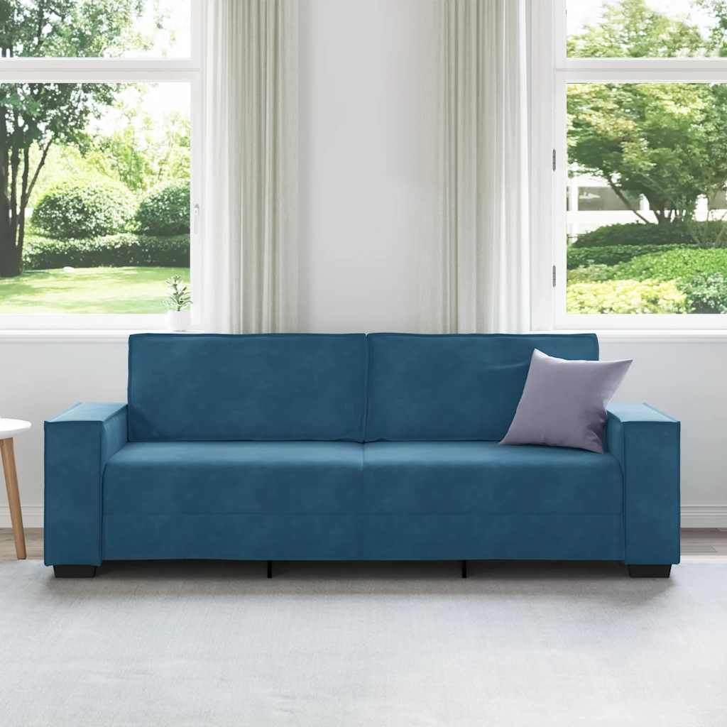 Driezitsbank 180 cm fluweel blauw