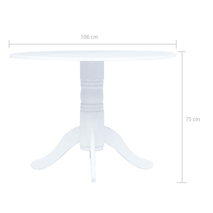 Eettafel 106 cm massief rubberhout wit