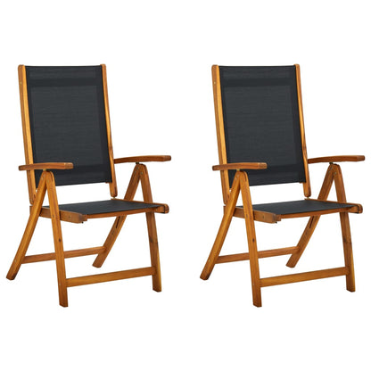 Tuinstoelen inklapbaar 2 st massief acaciahout en textiel