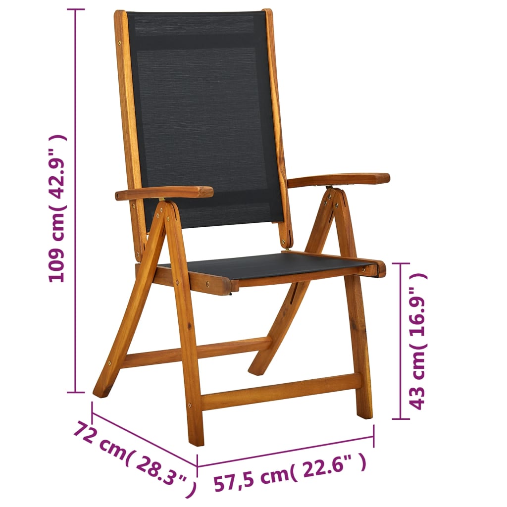 Tuinstoelen inklapbaar 2 st massief acaciahout en textiel