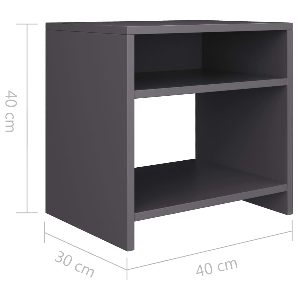 Nachtkastjes 2 st 40x30x40 cm bewerkt hout grijs