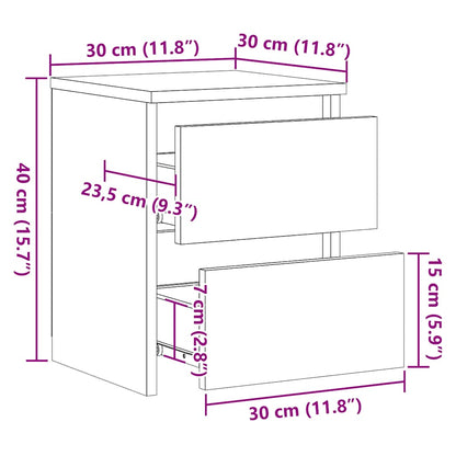 Nachtkastjes 2 st 30x30x40 cm bewerkt hout zwart