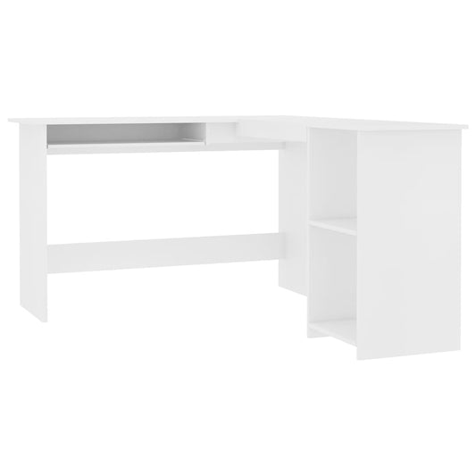 Hoekbureau L-vormig 120x140x75 cm bewerkt hout wit