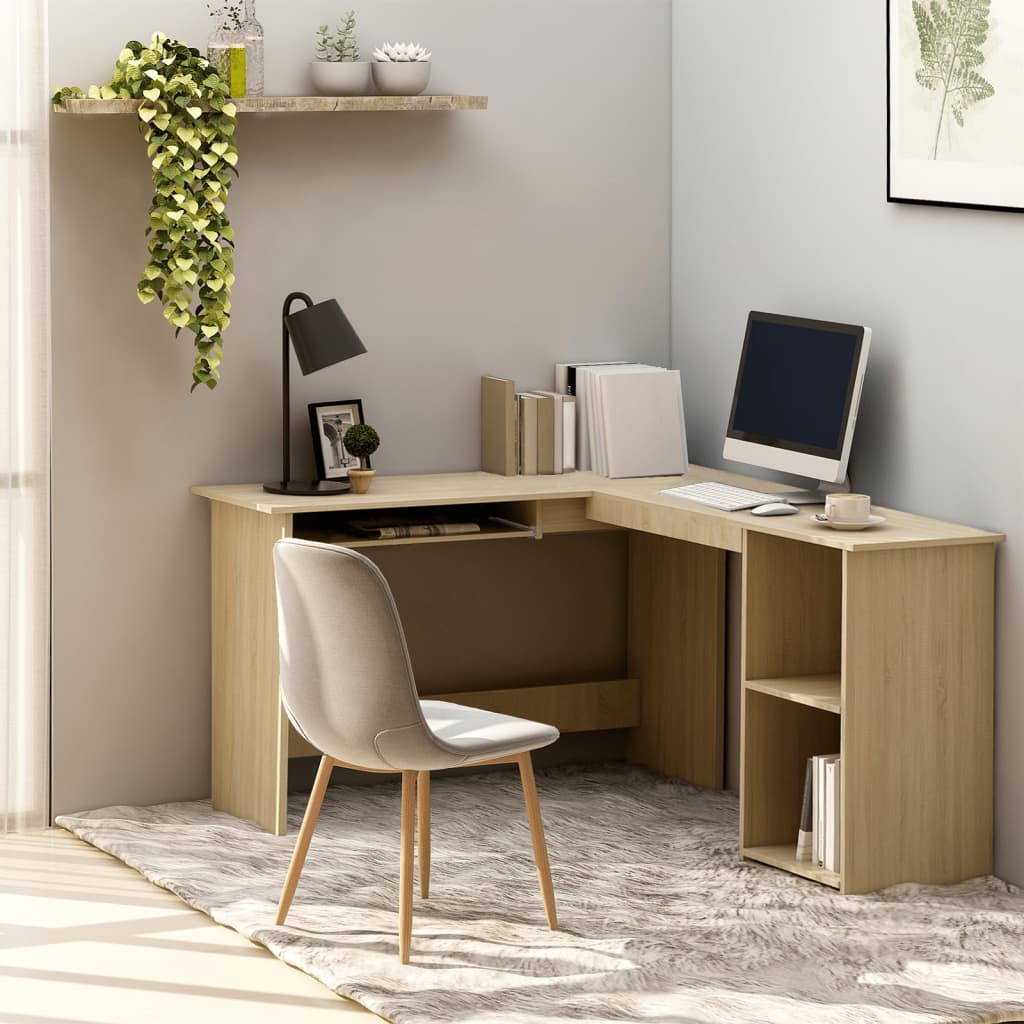 Hoekbureau L-vormig 120x140x75cm bewerkt hout sonoma eikenkleur