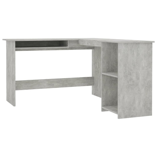 Hoekbureau L-vormig 120x140x75 cm bewerkt hout betongrijs