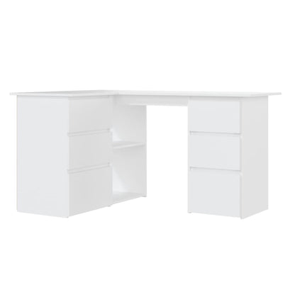 Hoekbureau 145x100x76 cm bewerkt hout wit