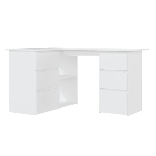 Hoekbureau 145x100x76 cm bewerkt hout wit