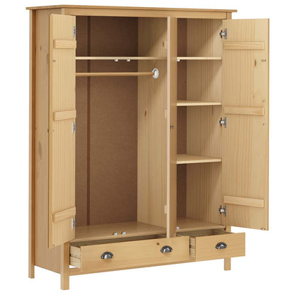 Kledingkast Hill 3 deuren 127x50x170 cm massief grenenhout