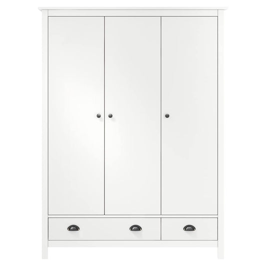 Kledingkast Hill 3 deuren 127x50x170 cm massief grenenhout wit