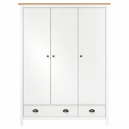 Kledingkast Hill 3 deuren 127x50x170 cm massief grenenhout wit