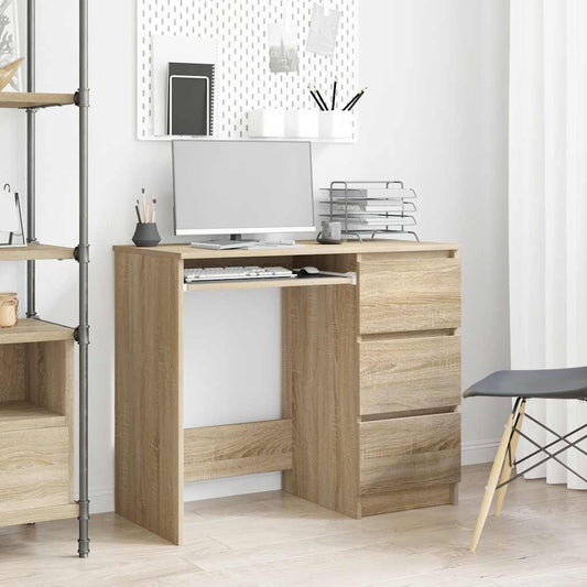 Bureau 90x45x76 cm bewerkt hout sonoma eikenkleurig