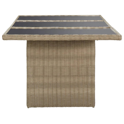 Tuintafel 200x100x74 cm glas en poly rotan bruin