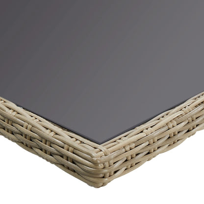 Tuintafel 200x100x74 cm glas en poly rotan bruin