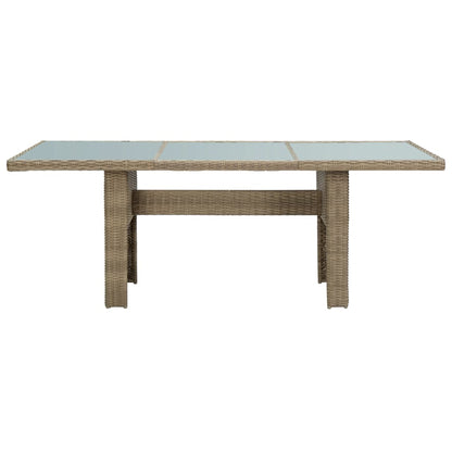 Tuintafel 200x100x74 cm glas en poly rotan bruin