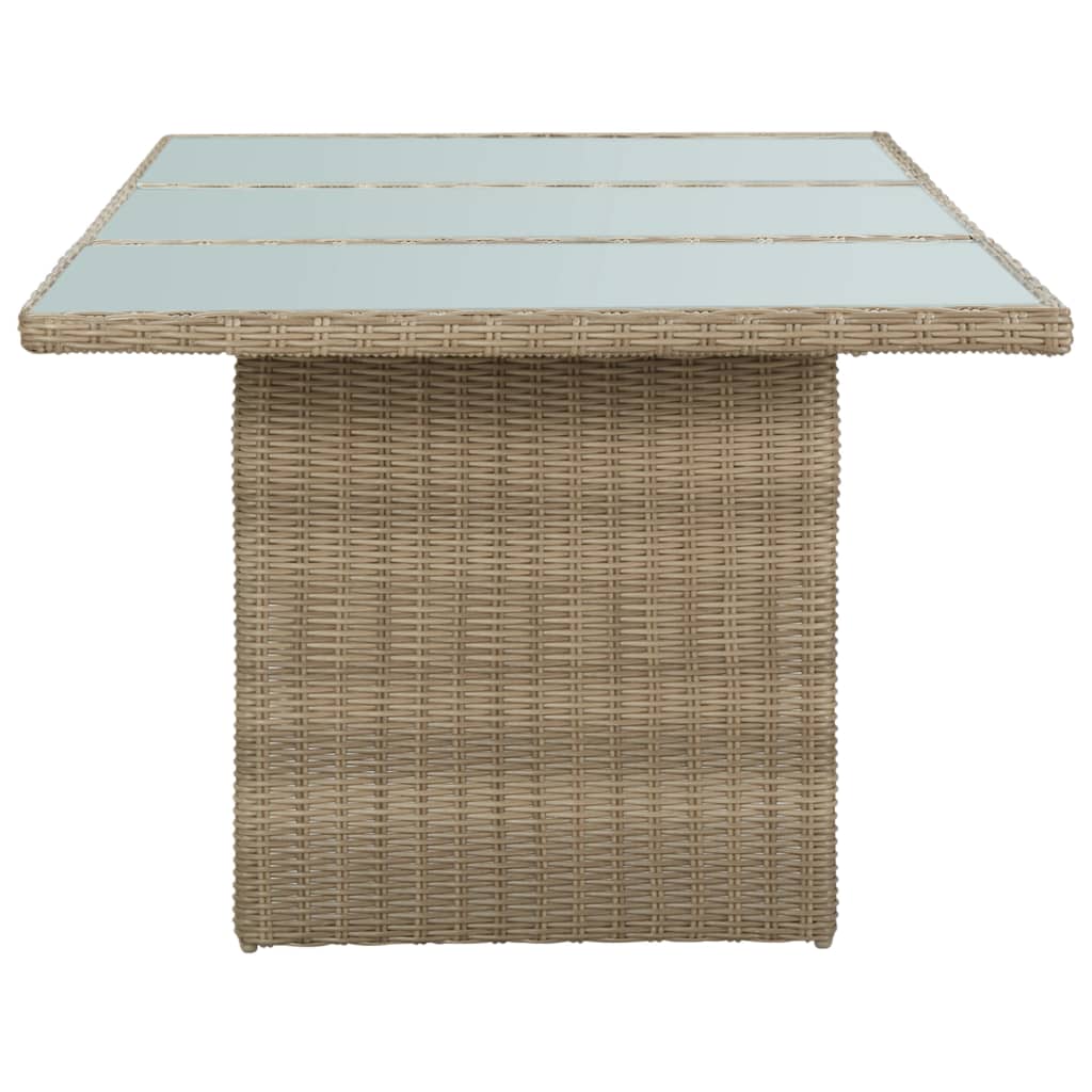 Tuintafel 200x100x74 cm glas en poly rotan bruin
