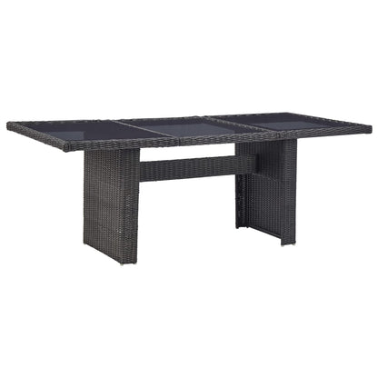 Tuintafel 200x100x74 cm glas en poly rotan zwart