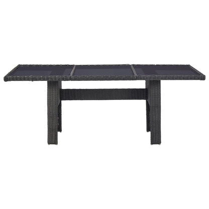 Tuintafel 200x100x74 cm glas en poly rotan zwart