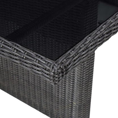 Tuintafel 200x100x74 cm glas en poly rotan zwart