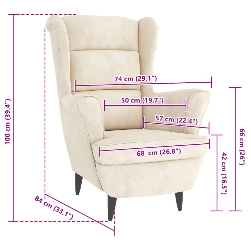 Fauteuil fluweel crèmewit