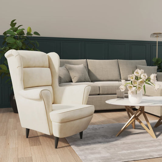 Fauteuil fluweel crèmewit
