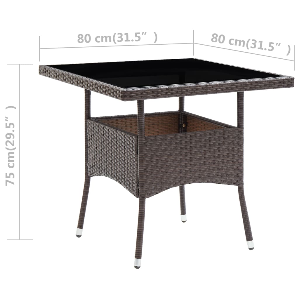 Tuintafel poly rotan bruin