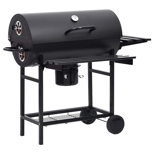vidaXL Barbecuevat met wielen en schappen 115x85x95 cm staal zwart