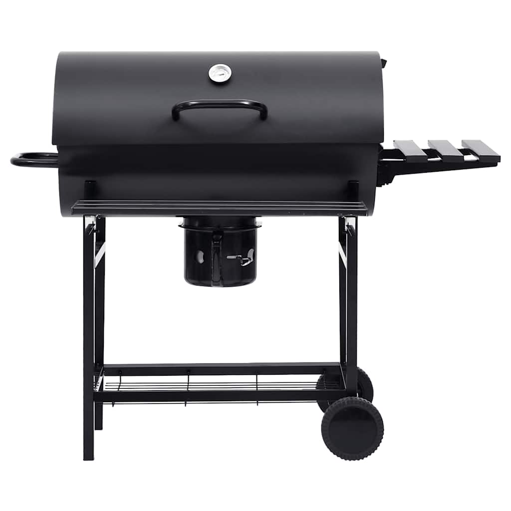 vidaXL Barbecuevat met wielen en planken 115x85x95 cm staal zwart