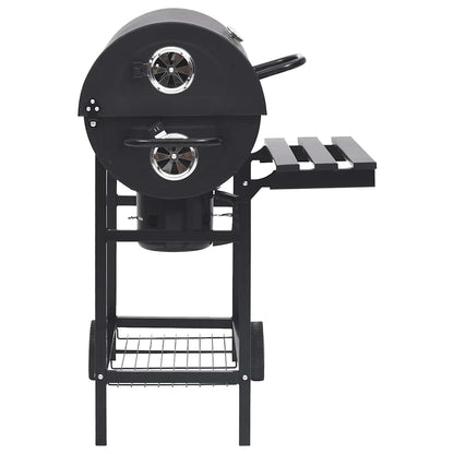 vidaXL Barbecuevat met wielen en planken 115x85x95 cm staal zwart