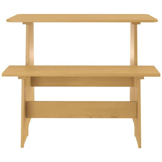 Eettafel met bankje REINE massief groenhout honingbruin
