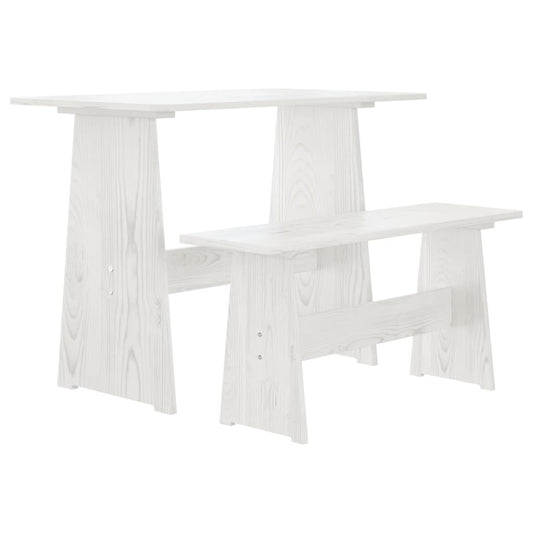 Eettafel met bankje REINE massief groenhout wit
