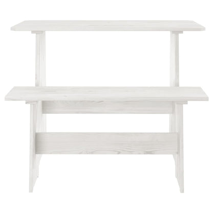 Eettafel met bankje REINE massief groenhout wit