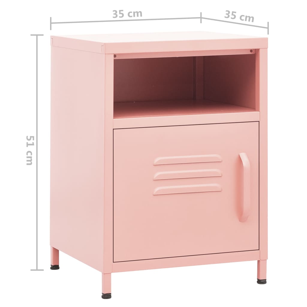 Nachtkastje 35x35x51 cm staal roze